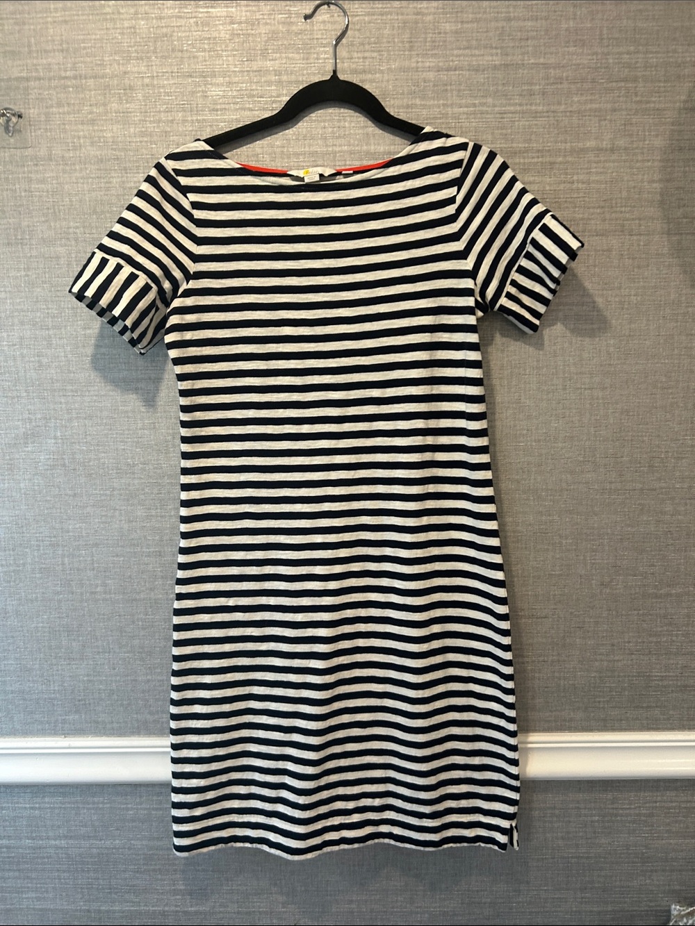 Boden Navy and White Striped Short Sleeve Shift Dress